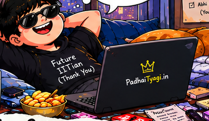 Future IITian relaxing with laptop